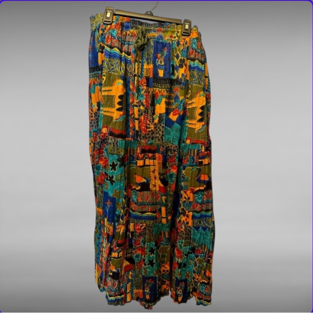 NWT Vintage! Access Tribal Print Crinkle Skirt multicolored size Large
